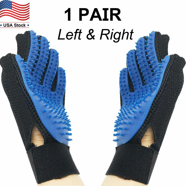 Pet Grooming Gloves Brush Dog Cat Hair Remover Mitt Massage Deshedding 1 Pair