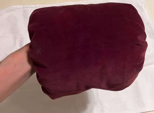 Vtg Burgundy Velvet Muff - Satin Lined, Zipper Pouch, Nice movie prop