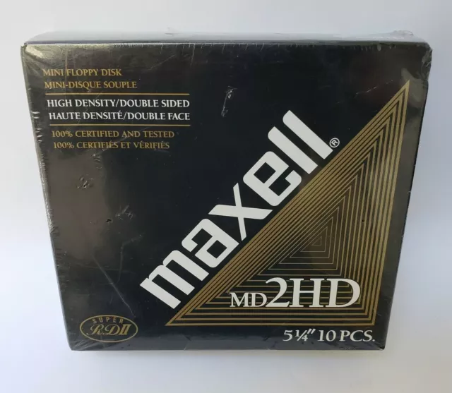 Vintage Maxell 10 Mini Floppy Disk High Density Double Sided 5 1/4" 10 PCS MD2HD