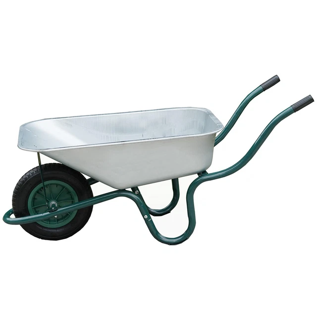 Heavy Duty Wheelbarrow 85L Litre Galvanised Steel Outdoor Wheel Barrow Pneumatic