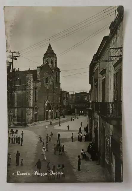 LUCERA ( FOGGIA) Piazza Duomo , Vg 1954 F.g. Animata  e Bella