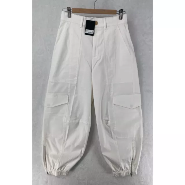 ATM Anthony Thomas Melillo Pants Women 8 Washed Cotton Twill Cargo Wide Leg $350