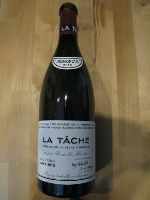 2012 DRC LA TACHE Domaine Romanee Conti  / No Cork / Empty  Bottle / Burgundy