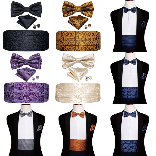 Red Christmas Silk Pretied Bowtie 4pcs Mens Cummerbund Designer Belts Xmas Gift