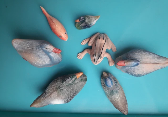 3 Petits Poissons Celluloïd Jouets Anciens - SIC/SNF France - 9,5 à 10,5 Cm