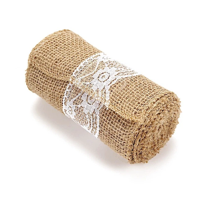 5" x 108"  Natural Burlap Chair Sash with White Lace Party Events Decorations