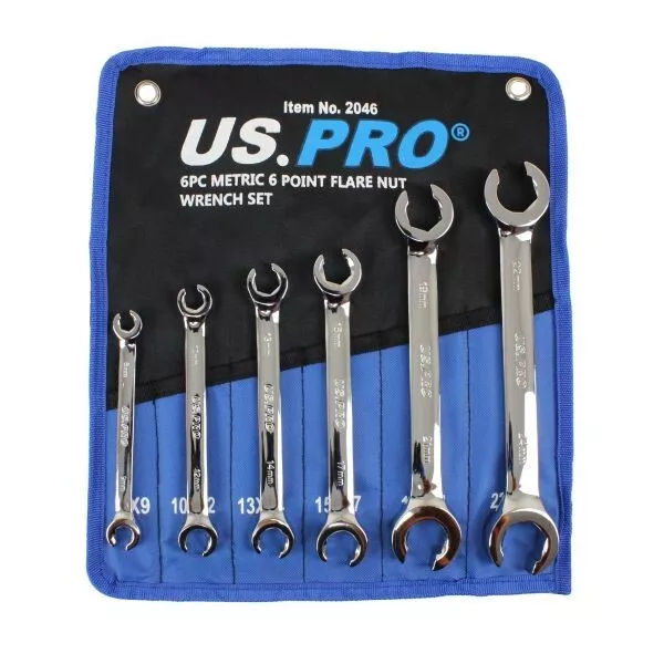 Flare Nut Spanner Set 7pc Brake Pipe Gas Fuel Spanner Flare Wrench 8-24mm US PRO