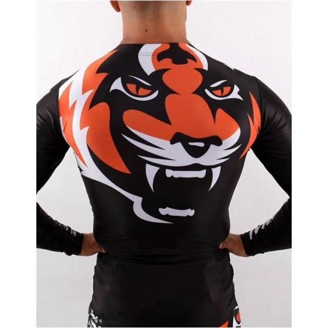 Camicia body-building MMA boxe elastica stretta tigre muay tailandese muay tailandese