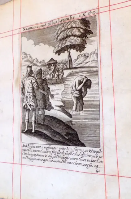 1683-KJV Bible Leaf-Engr.  Copper Plate-2 Kings 5-Naaman cured of his Leprosy