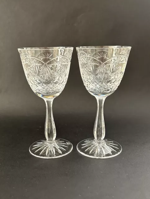 Thomas Webb Crystal Windsor Pair Claret Wine Glasses