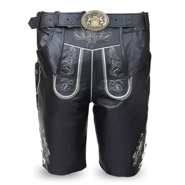 Glattleder Lederhose Plattler Trachtenhose Laponialeder mit Gürtel Neu Gr.46-64