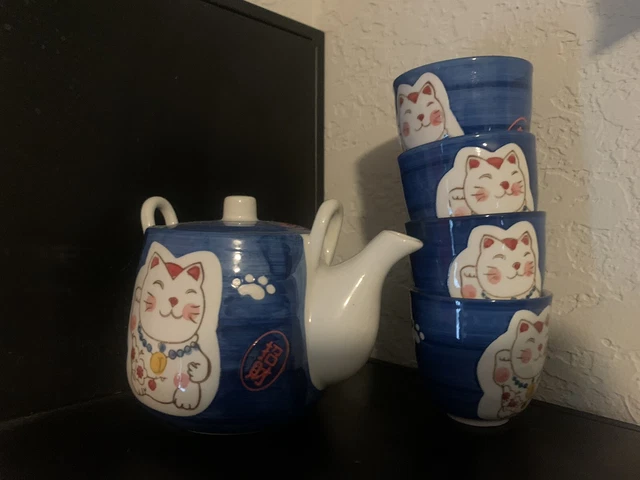 cat tea pots vintage japan