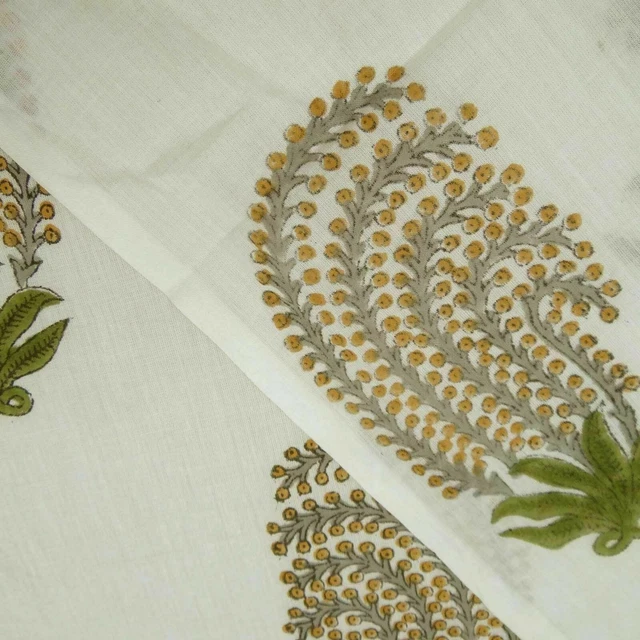 Africn Buta Mano Blocco Fiore Stampa Cotone Tessuto 2.3m Taglio Pz Corsa Craft