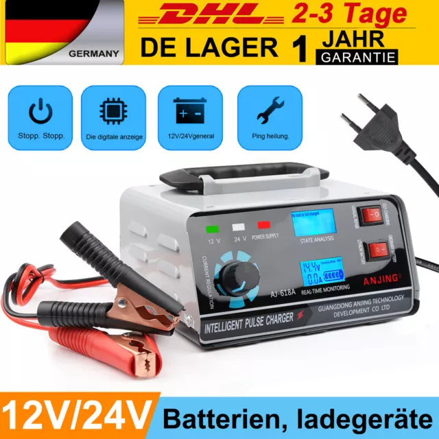 Auto KFZ Intelligentes Batterieladegerät 12V/24V Batterie Ladegerät PKW 400W