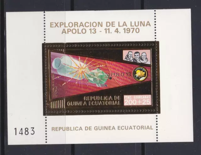 Equatorial Guinea 1972 Space Stamps  Apollo 13 Gold Foil Ss Mnh - Sp201