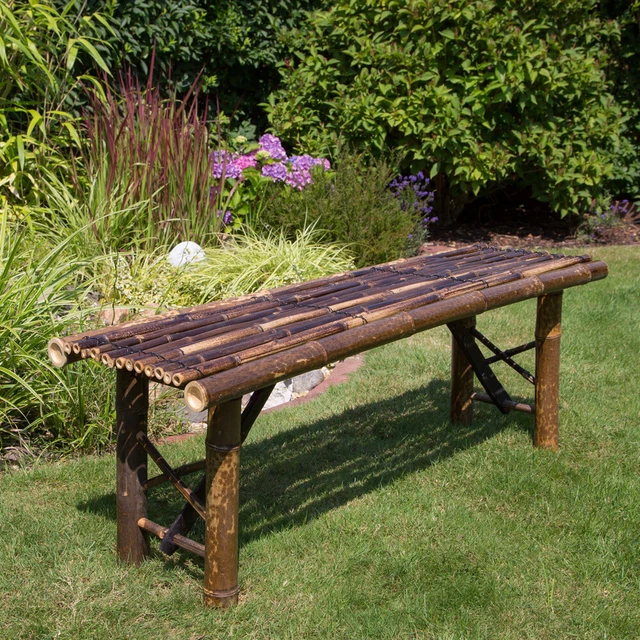 GARTENBANK BAMBUS MASSIV Bank 3 Sitzer Sitzbank Garten Möbel Braun