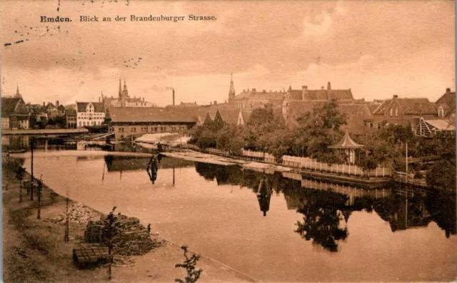 Ak Gruss Aus Emden Blick An Der Brandenburger Strasse 1909 Niedersachsen