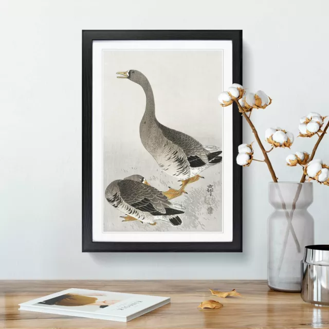 Pair Of Geese Animal Asian Bird Ohara Koson Wall Art Print Framed Canvas Picture 3