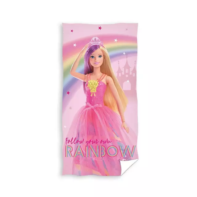 Barbie Bambini Asciugamano Spiaggia Bagno Piscina Ragazze 100% Cotone Follow Tuo