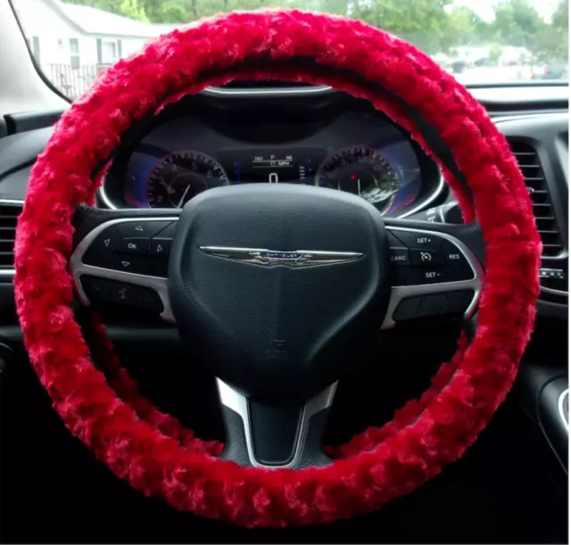 New Red Fuzzy Soft Swirls Steering Wheel Cover