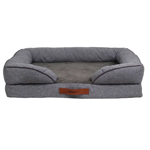 Vibrant Life Large Cozy Orthopedic Sofa-Style Dog & Cat Bed Gray