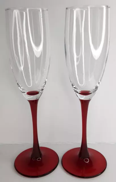 Cristal DArques Champagne Glass Durand Cherry Fluted Set of 2 Vintage Barware