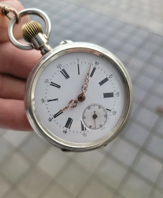 ancre ligne droite Taschenuhr Herrenuhr  Schweizer Uhrwerk  800 Silber  um 1910
