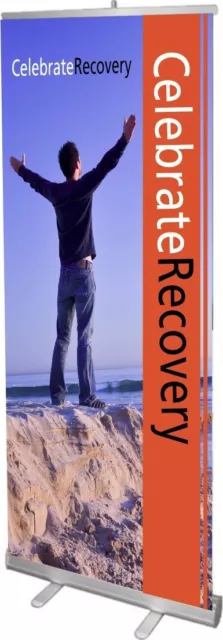 Celebrate Recovery Retractable Banner Stand w/ Gloss Print, Free Design & Case