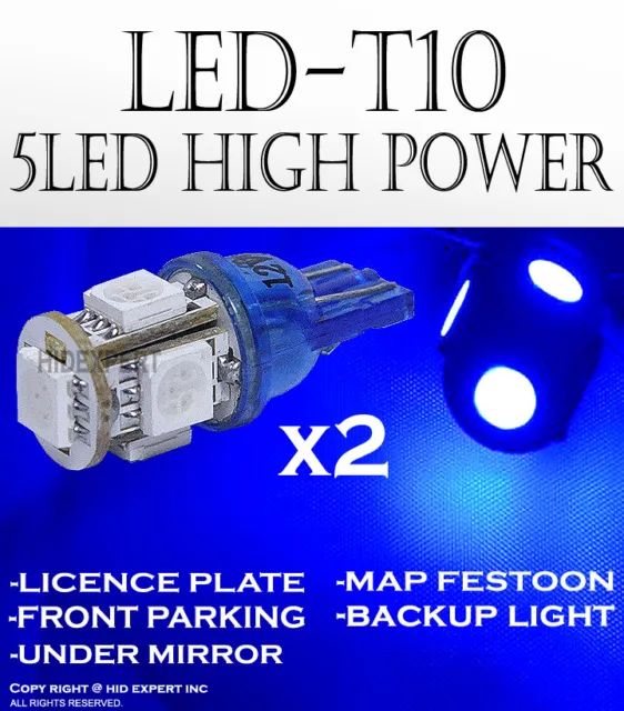 4x pc T10 5 LED 5050 Chips Blue Direct Plugin Rear Side Markers Light Bulb X917