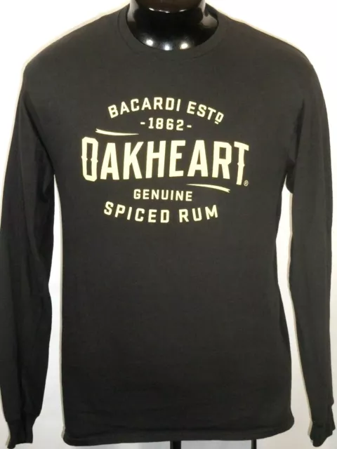 Bacardi Oakheart T Shirt  Medium Spiced Rum  L/S Black  Cotton Tee