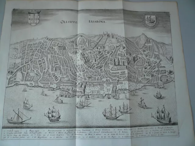 Lissabon, anno 1646, Merian M Copperengraving, edited by Merian Matthäus,