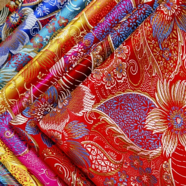 Tissu Chinois Damas En Fausse Soie - Brocart Jacquard Peinture à L'huile - Vendu Au Mètre