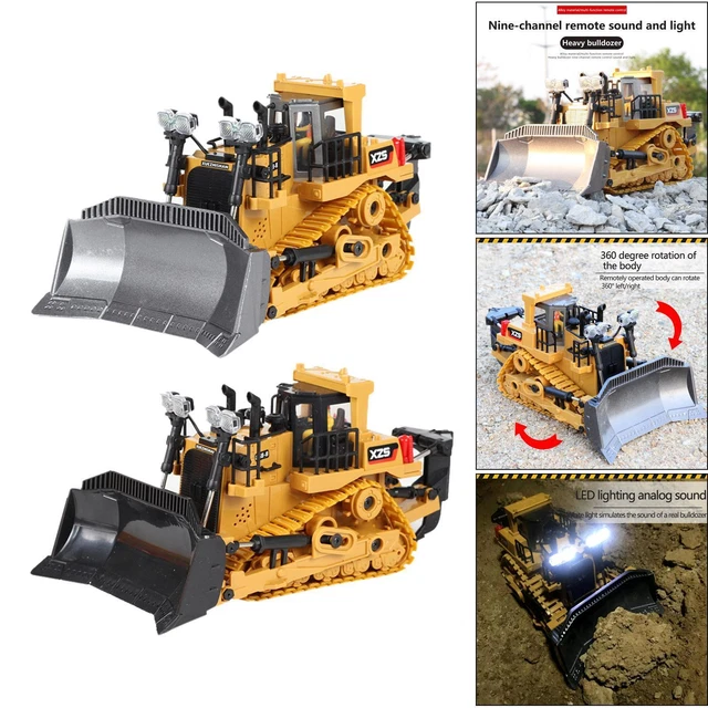 2 Set 9CH RC Bulldozer 1:24 Light & Sound Engineering Car Excavator Boy Toy