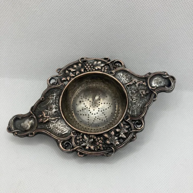 Antique Silver plated Tea Strainer With Ornate Design