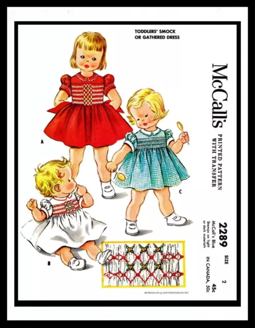 MCCALL'S 2289 SEWING Pattern Vintage SMOCK Gathered Dress Frock GIRL TODDLER  ~2~ $11.99 - PicClick
