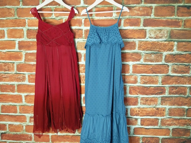 Pacchetti Ragazze Età 6-7 Anni Monsone M&S Rosso Blu Maxi Abiti Midi Festa 122Cm