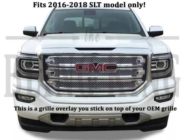 2016-2018 GMC Sierra chrome mesh grille grill insert overlay (SLT ONLY)
