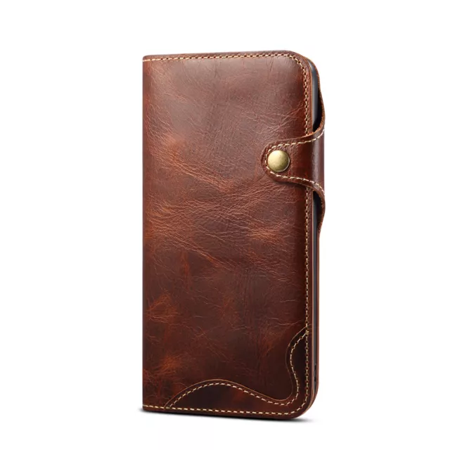 Vintage Genuine Leather Wallet Case Hand Strap Soft Cover for iPhone 14 Pro Max 2