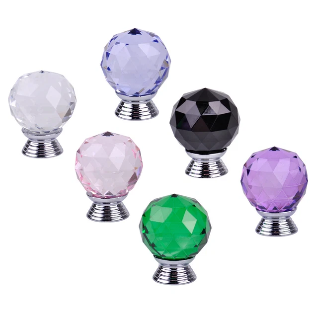 10x 3CM Round Crystal Cupboard Knob Furniture Pull Handle Cabinet Drawer Screw 3