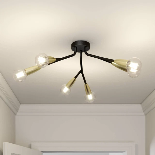 Lucande Deckenlampe 'Carlea' Deckenleuchte Metall Modern Wohnzimmerleuchte E27'