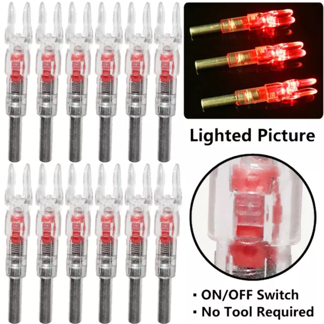 12Pcs Red LED Arrows Lighted Nocks ID 6.2mm Arrows Nock Tail For Compound Bow