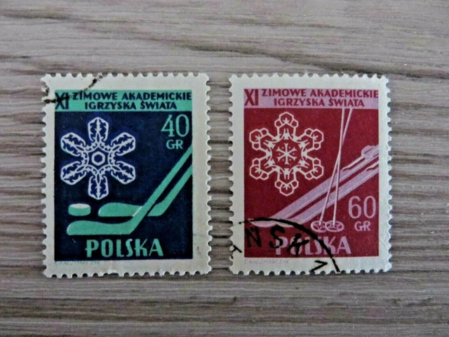 Briefmarken Polen, gestempelt 1956, 11.Wintersportmeisterschaften, 2 Werte