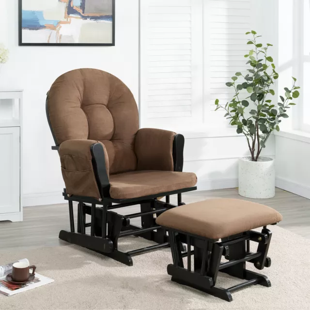 Brisbane Glider and Ottoman Set by Naomi Home Black Chocolate