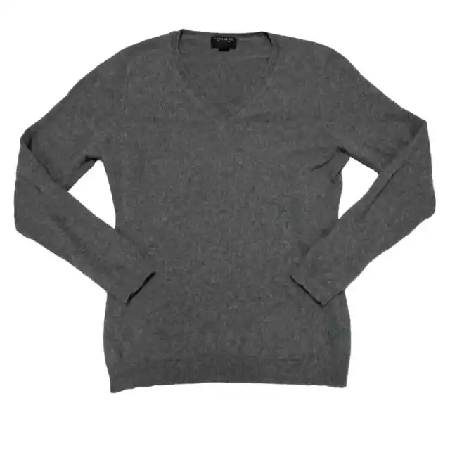 CHARTER CLUB LUXURY Cashmere Sweater V Neck Pullover Gray Womens Size ...