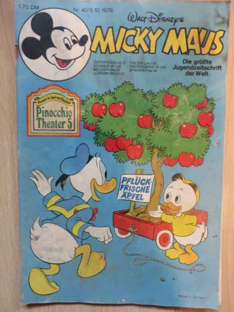 Micky Maus Nr. 40 vom 03.10.1978 mit Beilage und Schnipp von Walt Disney