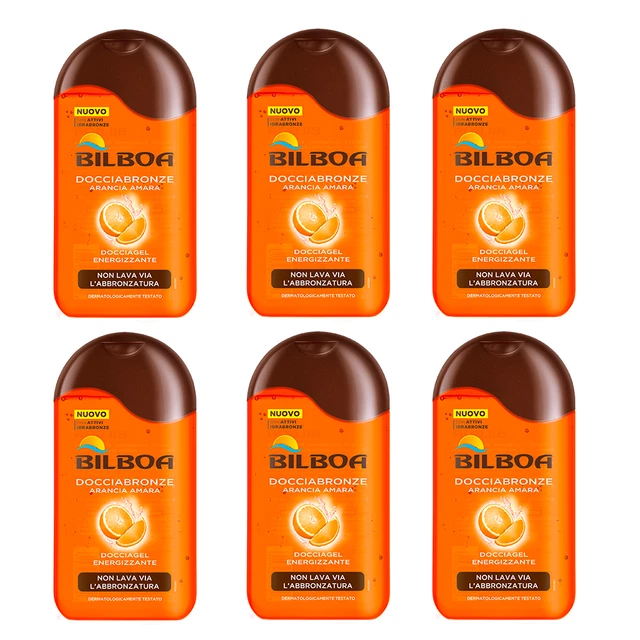 6 Bilboa Docciabronze Gel per Doccia Shampoo Energizzante Arancia Amara da 250ml