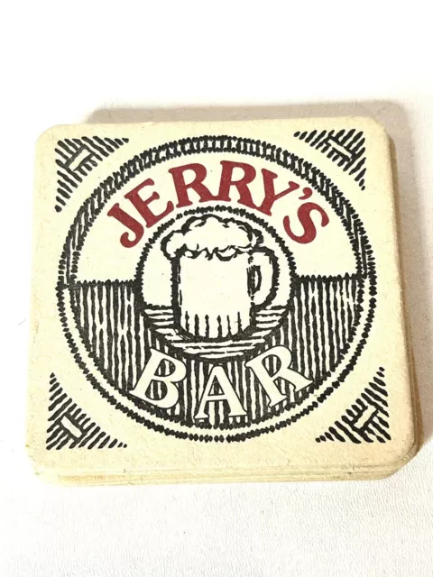 4 JERRY S BAR Drinks Coasters Barware Black White & Red