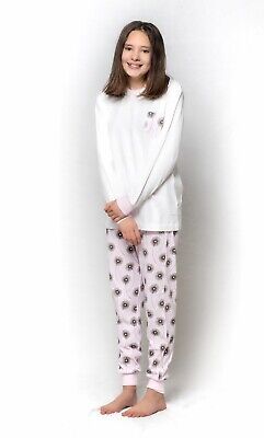 Girls Sizes 8-14 White Love Pink Dandelion Pyjamas Long Set PJS
