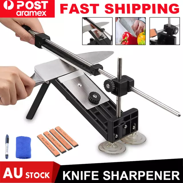 Professional Chef Knife Sharpener Kitchen Sharpening System Fix Angle 4 Stones