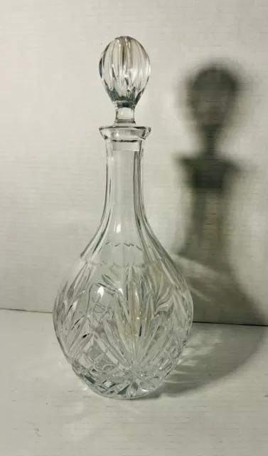 Imperial Estate Cut Glass Crystal Liquor Decanter& Stopper 11.5”X 6” Genie Style
